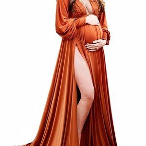 Chic Orange Maternity Dress